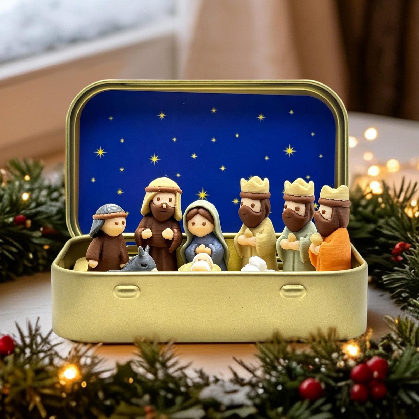 Resin Art Case - Mini Xmas Manger Set Iron Box