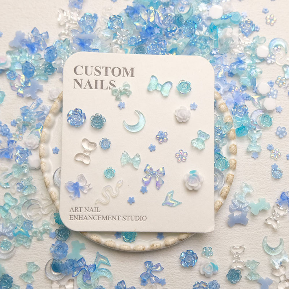 50pcs Mixed Blue Nail Resin Ch - đánh giá và giá Resin Art Rose
