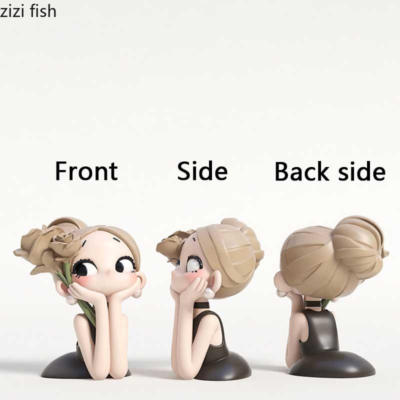 Cute Rose Girl Bust Statue Res - đánh giá và giá Resin Art Rose