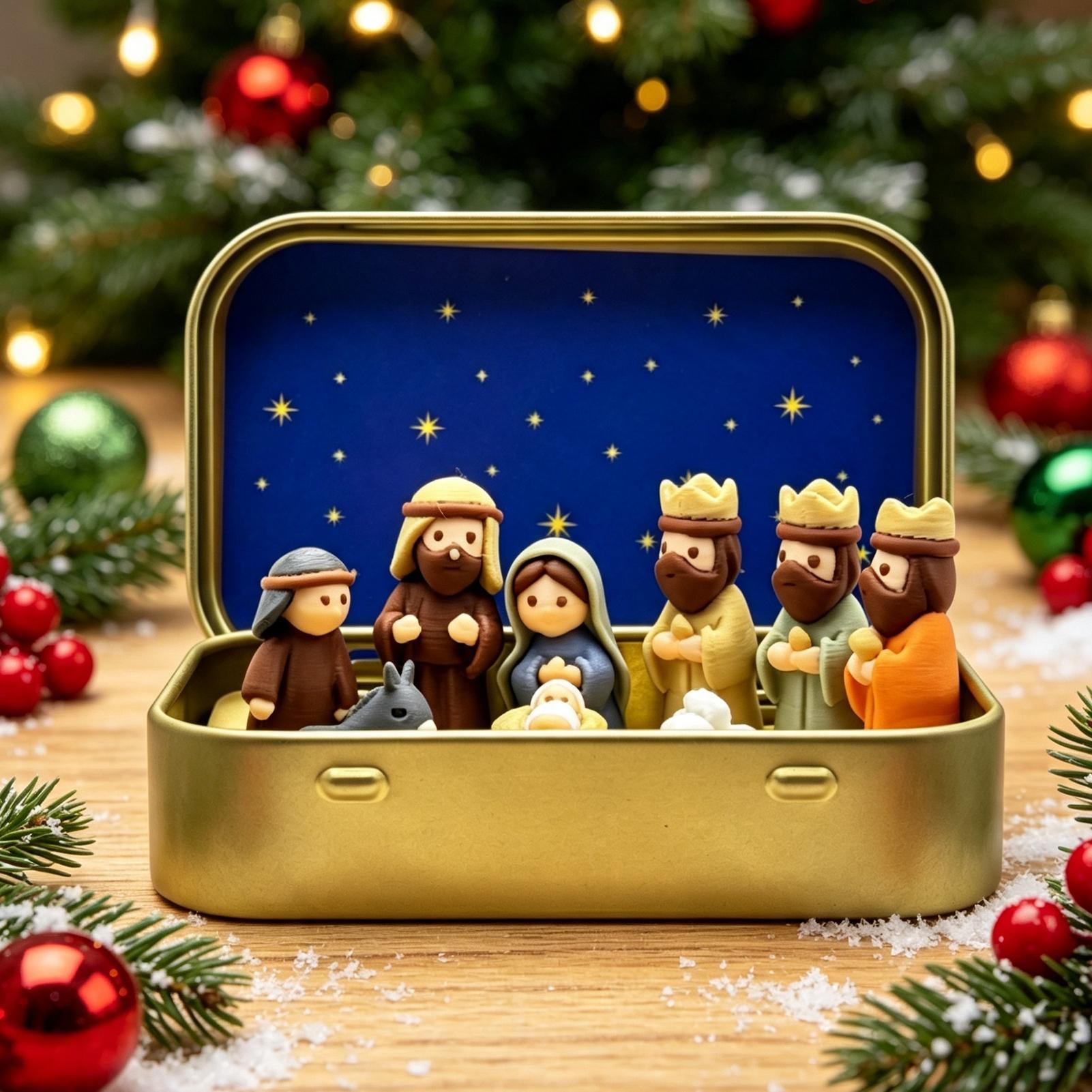 Mini Xmas Manger Set Iron Box  - đánh giá và giá Resin Art Case