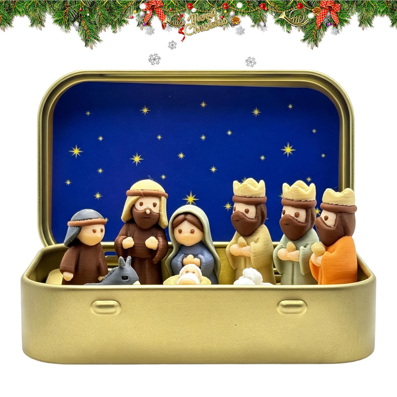 Mini Xmas Manger Set Iron Box  - đánh giá và giá Resin Art Case