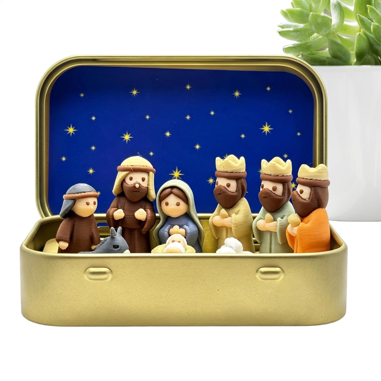 Mini Xmas Manger Set Iron Box  - đánh giá và giá Resin Art Case