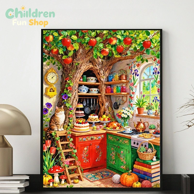 Whimsical Tree‑Hollow Kitchen  - đánh giá và giá Resin Art Wallpaper